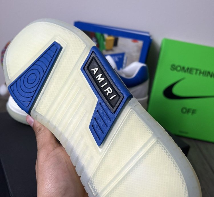 Amiri Stadium Leather Sneaker White Blue