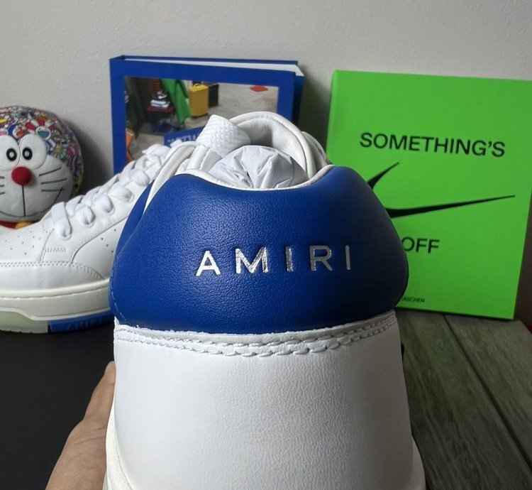Amiri Stadium Leather Sneaker White Blue