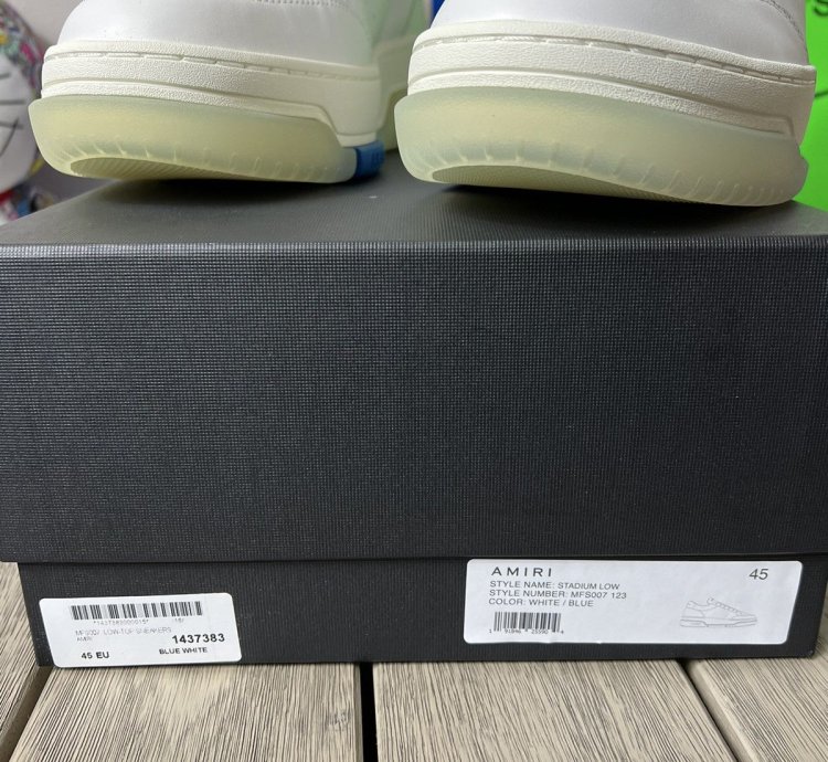Amiri Stadium Leather Sneaker White Blue