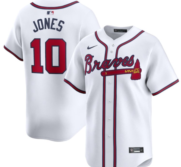 Chipper Jones 10 Atlanta Braves Home Limited Player Men Jersey - White