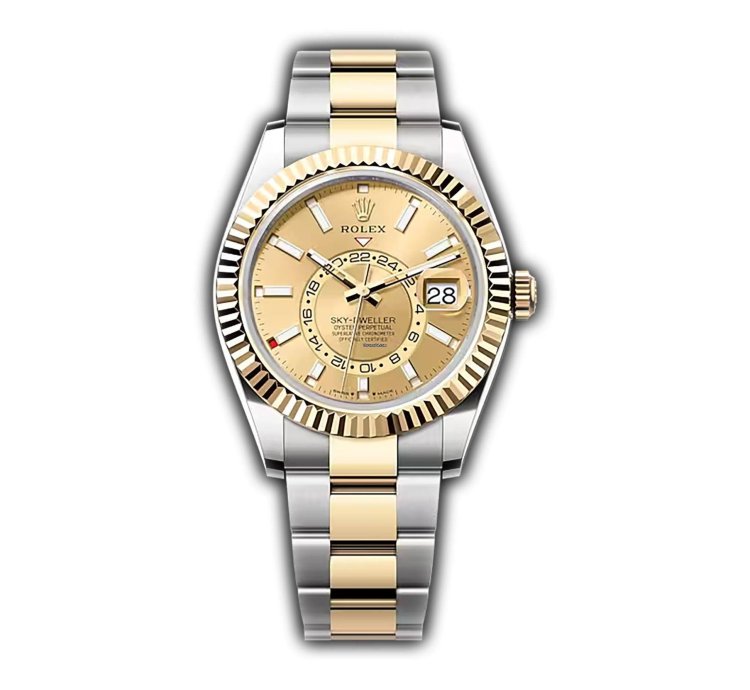 Rolex Sky-dweller 42mm Steel And 18k Yellow Gold Champagne Dial Oyster Bracelet