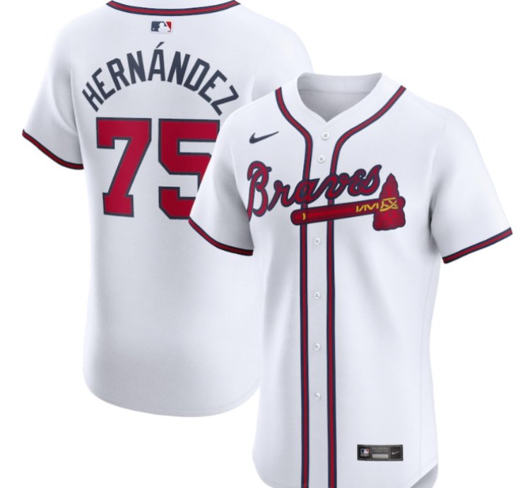 Daysbel Hernandez 75 Atlanta Braves Home Elite Player Men Jersey - White