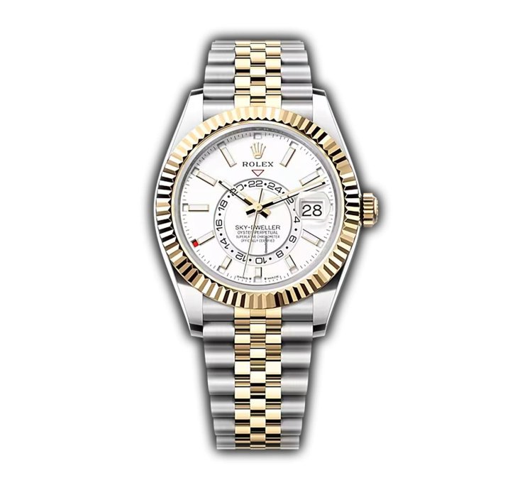 Rolex Sky-dweller 42mm Steel And 18k Yellow Gold White Dial Jubilee Bracelet