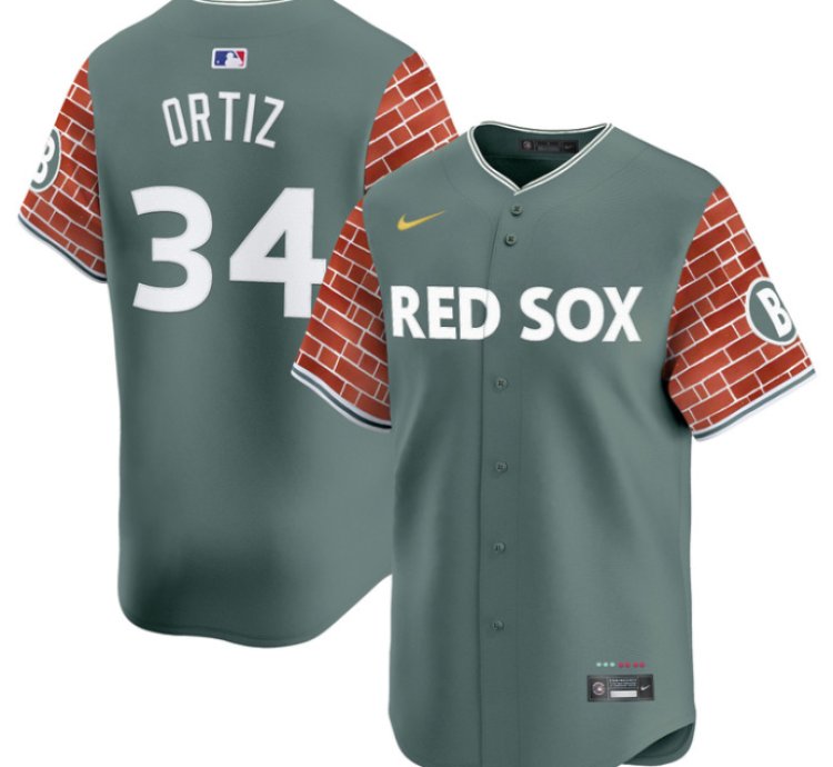 David Ortiz Jersey 34 Boston Red Sox 2025 Fenway Red Brick Style Vapor Premier Stitched Green