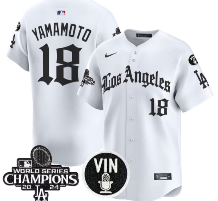 Yamamoto Jersey 18 Dodgers 2025 La Gothic Style Vapor Premier Limited Stitched White