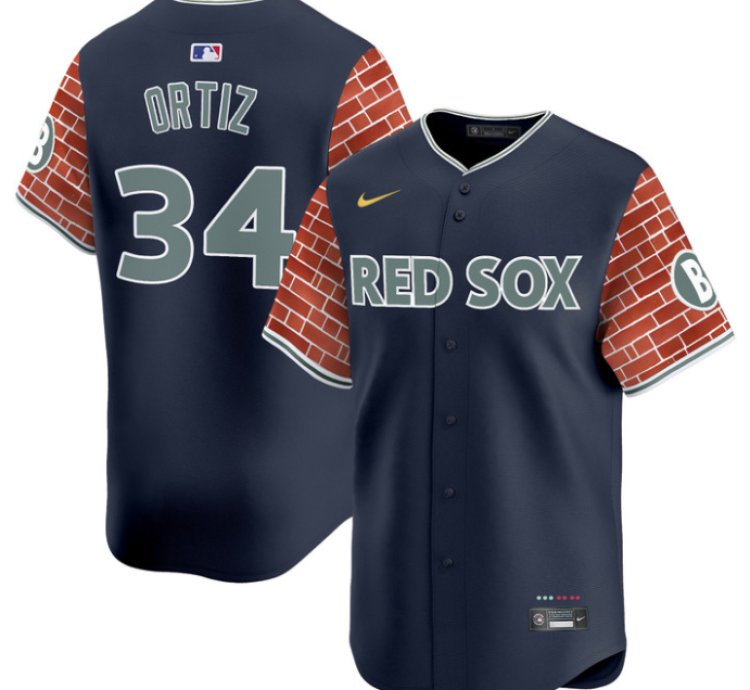 David Ortiz Jersey 34 Boston Red Sox 2025 Fenway Red Brick Style Vapor Premier Stitched Navy