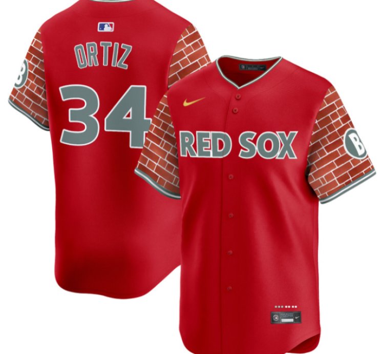David Ortiz Jersey 34 Boston Red Sox 2025 Fenway Red Brick Style Vapor Premier Stitched Red