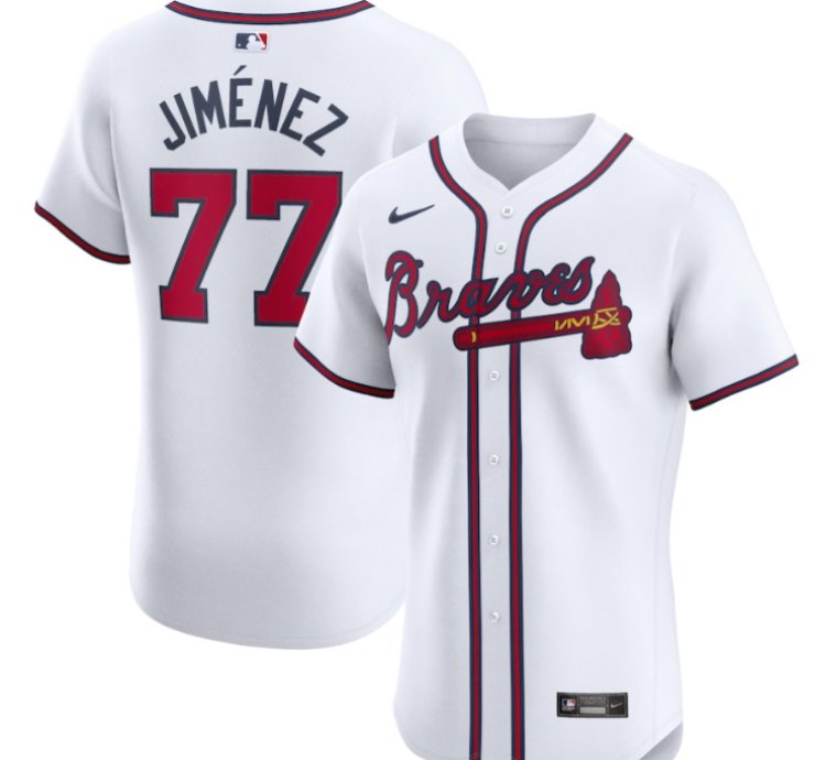 Joe Jimenez 77 Atlanta Braves Home Elite Player Men Jersey - White