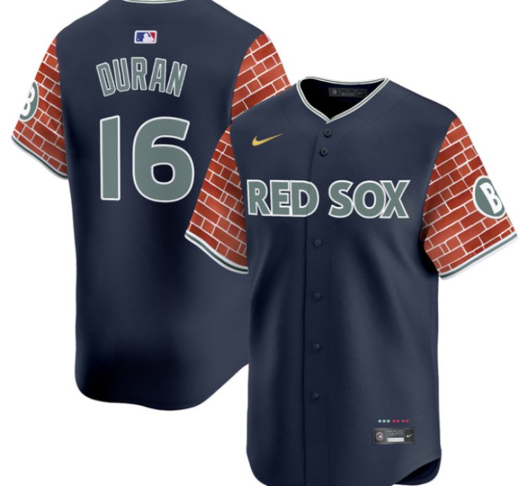 Jarren Duran Jersey 16 Boston Red Sox 2025 Fenway Red Brick Style Vapor Premier Stitched Navy