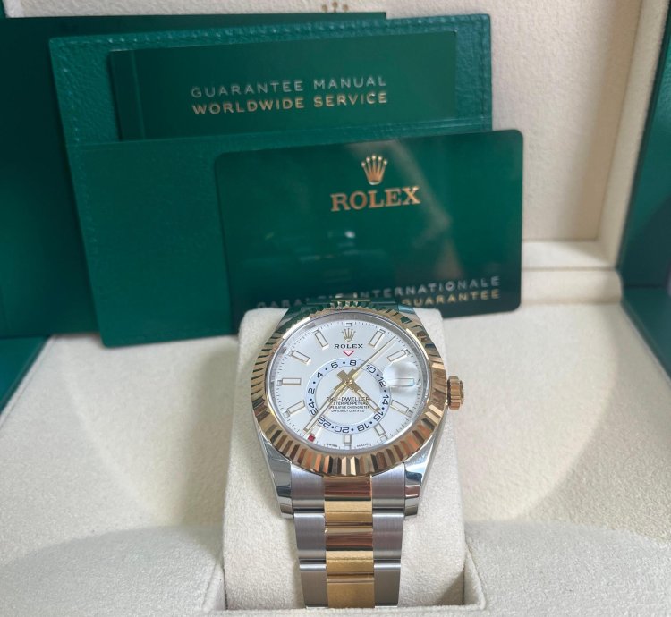 Rolex Sky-dweller 42mm Two Tone Stainless Steel White Dial 326933