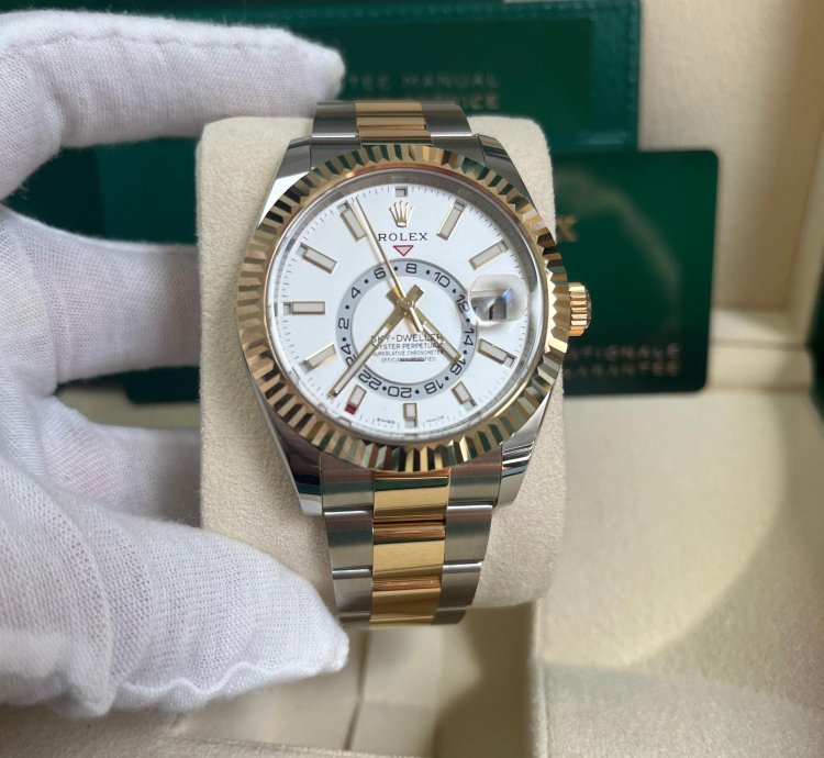 Rolex Sky-dweller 42mm Two Tone Stainless Steel White Dial 326933