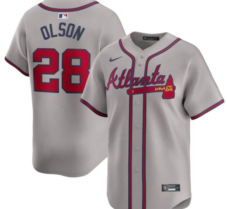 Matt Olson 28 Atlanta Braves Away Limited Player Men Jersey - Gray