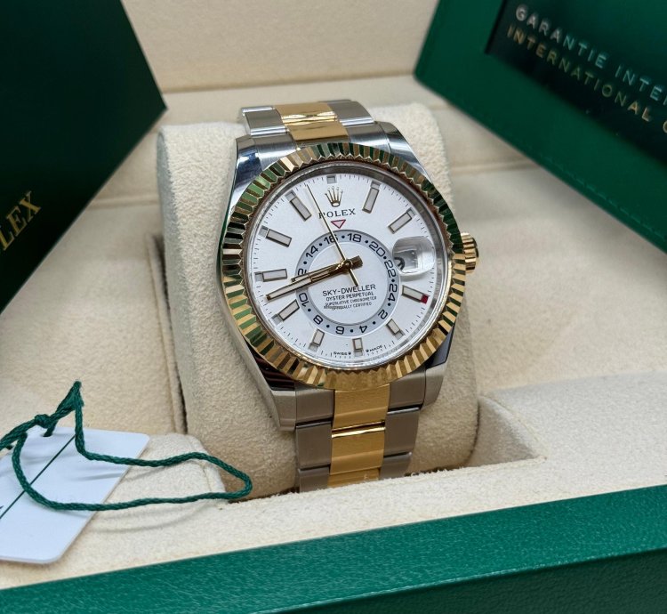 Rolex Sky-dweller 42mm Two Tone White Dial 2023 Unworn 336933 Complete Set