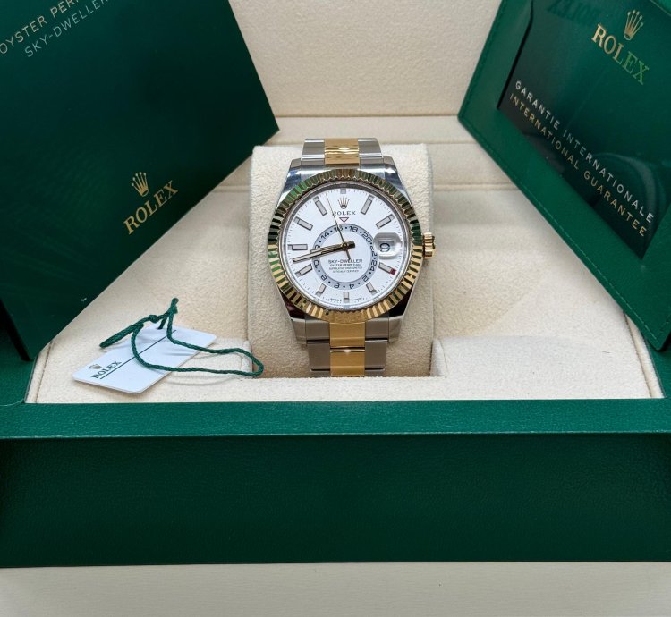 Rolex Sky-dweller 42mm Two Tone White Dial 2023 Unworn 336933 Complete Set