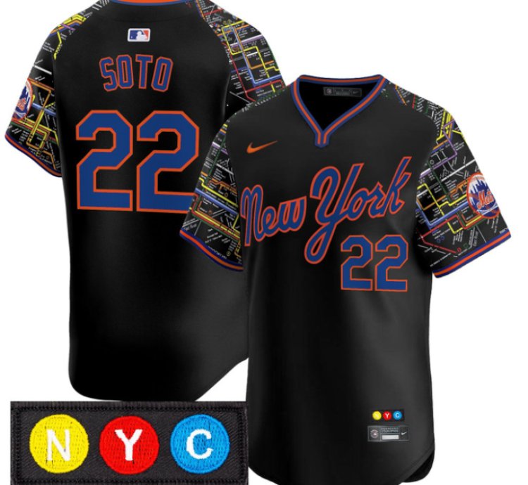 Juan Soto Jersey 22 New York Mets Subway Style Vapor Premier Limited Stitched Black