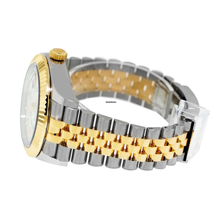 Rolex Sky-dweller 42mm Yellow Gold Stainless Steel White Index Dial Fluted Bezel 336933
