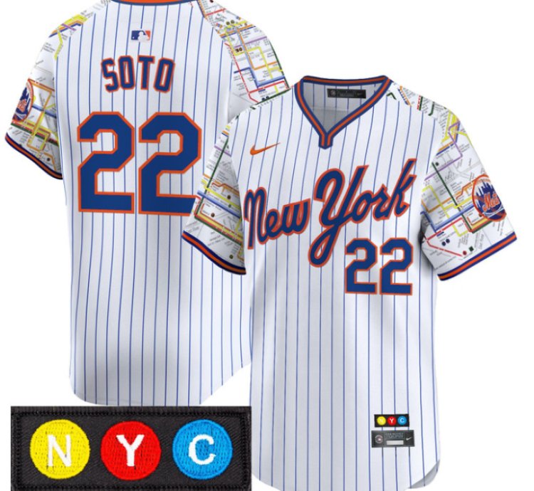 Juan Soto Jersey 22 New York Mets Subway Style Vapor Premier Limited Stitched Pinstripe