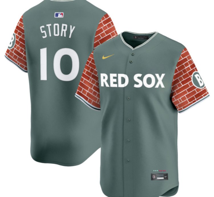 Trevor Story Jersey 10 Boston Red Sox 2025 Fenway Red Brick Style Vapor Premier Stitched Green