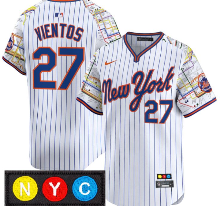 Mark Vientos Jersey 27 New York Mets Subway Style Vapor Premier Limited Stitched Pinstripe