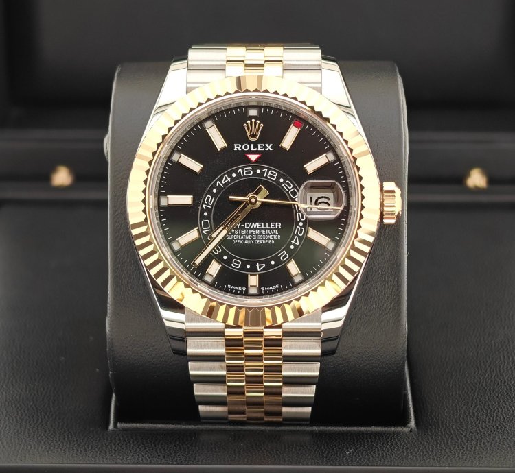 Rolex Sky-dweller Basel One 336933 Sky-dweller Black Dial Yellow Gold Oyster Steel Jubilee 42 Mm