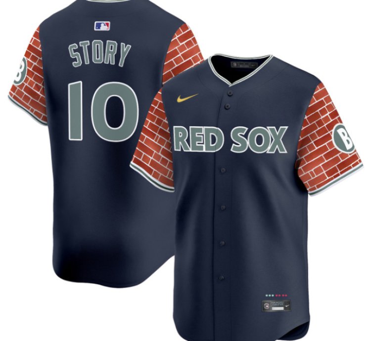 Trevor Story Jersey 10 Boston Red Sox 2025 Fenway Red Brick Style Vapor Premier Stitched Navy