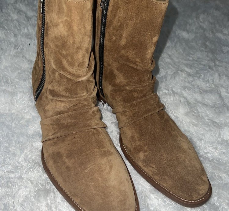Amiri Suede Stack Boots With Zipper Brand New Size 44