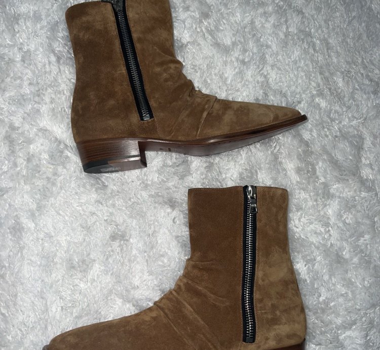 Amiri Suede Stack Boots With Zipper Brand New Size 44