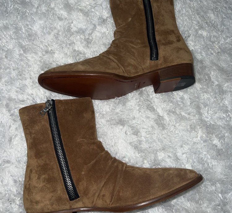 Amiri Suede Stack Boots With Zipper Brand New Size 44