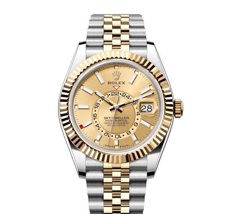 Rolex Sky-dweller Basel One 336933 Sky-dweller Champagne Dial Yellow Gold Oyster Steel Jubilee 42 Mm