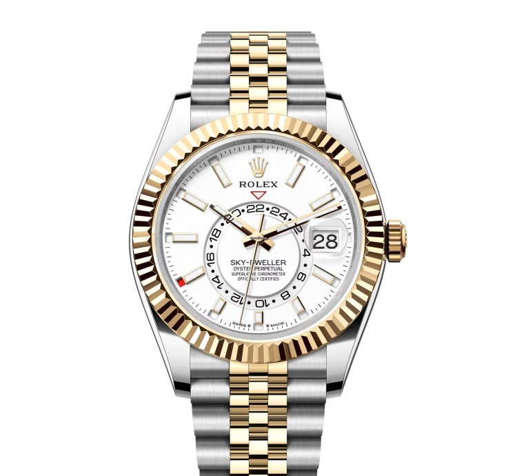 Rolex Sky-dweller Basel One 336933 Sky-dweller White Dial Yellow Gold Oyster Steel Jubilee 42 Mm