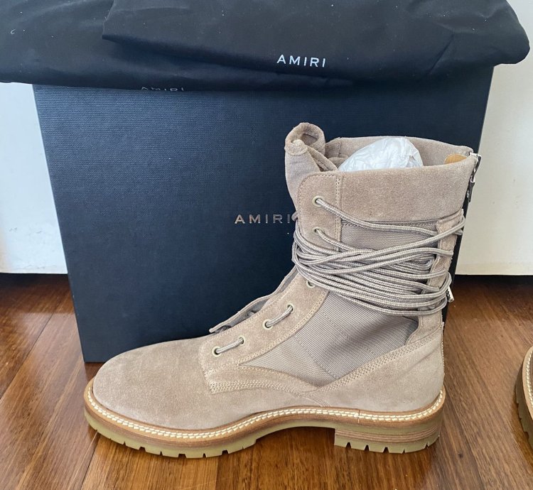 Amiri Suede Tan Combat Military Boots New Msrp 1200