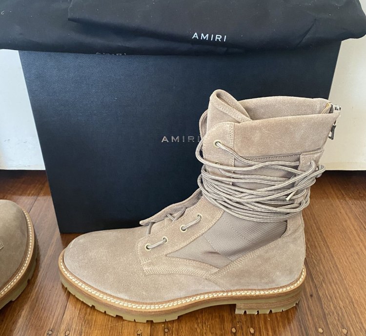 Amiri Suede Tan Combat Military Boots New Msrp 1200