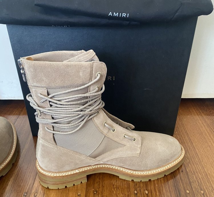 Amiri Suede Tan Combat Military Boots New Msrp 1200