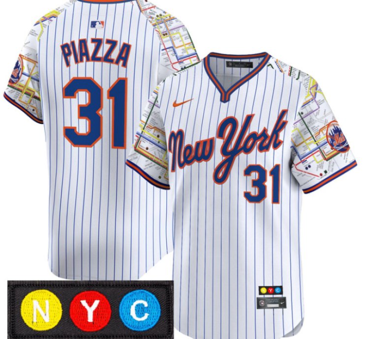 Mike Piazza Jersey 31 New York Mets Subway Style Vapor Premier Limited Stitched Pinstripe