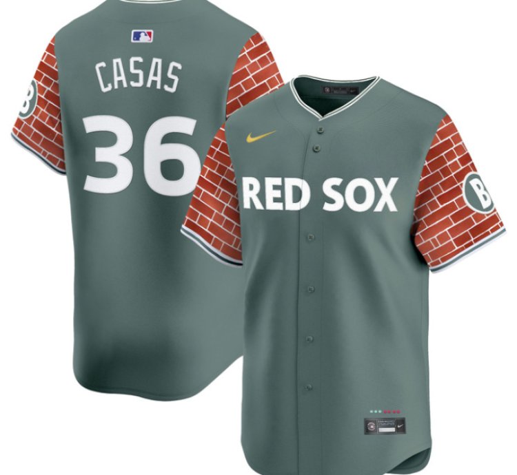 Triston Casas Jersey 36 Boston Red Sox 2025 Fenway Red Brick Style Vapor Premier Stitched Green