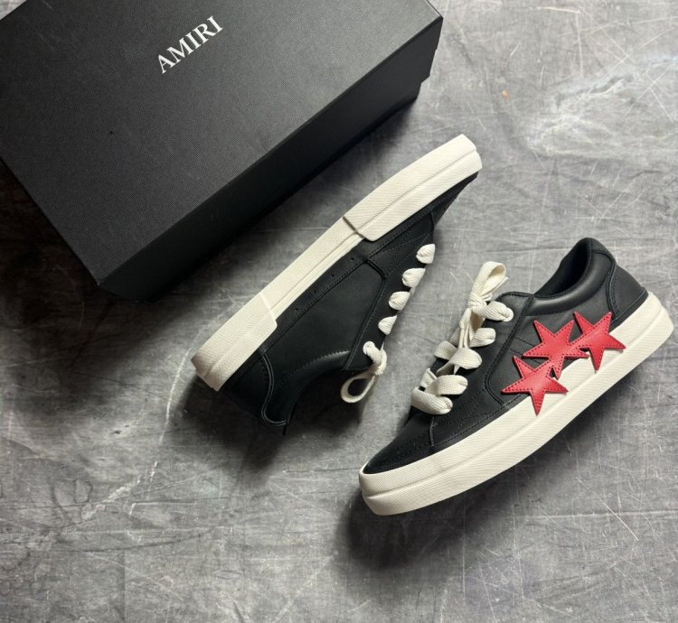 Amiri Sunset Skate Leather Sneakers In Black