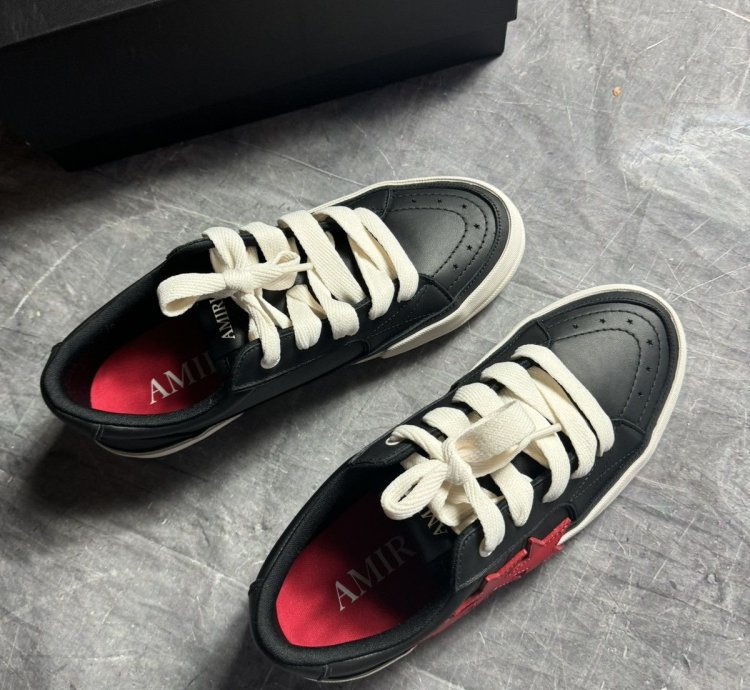 Amiri Sunset Skate Leather Sneakers In Black