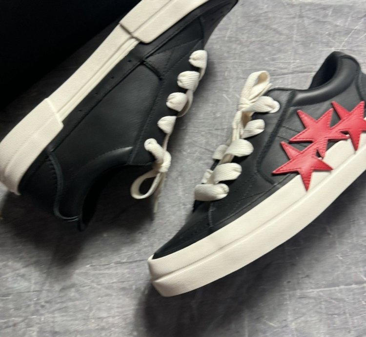 Amiri Sunset Skate Leather Sneakers In Black