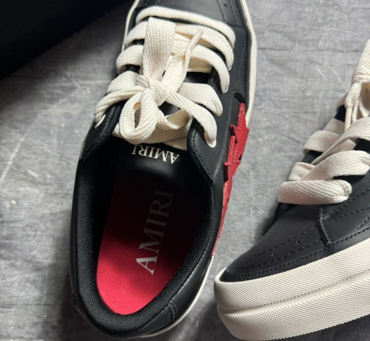 Amiri Sunset Skate Leather Sneakers In Black