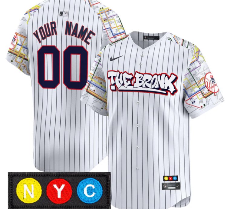 Customnew York Yankees Jersey The Bronx Subway Style Vapor Premier Limited Stitched Pinstripe
