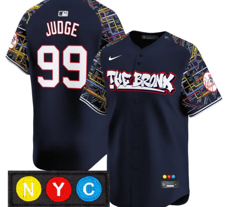 Aaron Judge Jersey 99 New York Yankees The Bronx Subway Style Premier Limited Stitched Navy