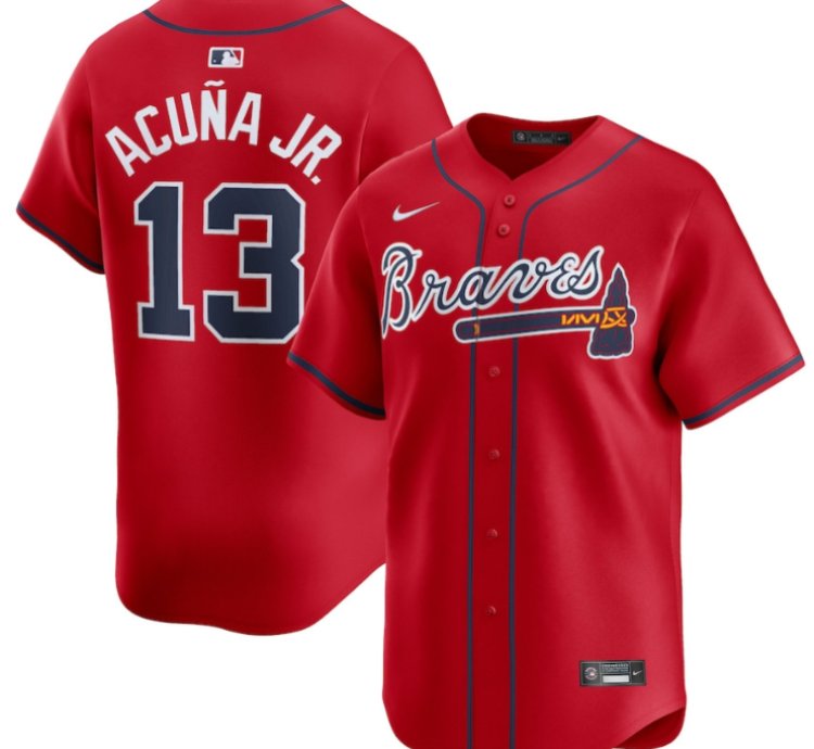 Ronald Acuña Jr 13 Atlanta Braves Alternate Limited Player Men Jersey - Red