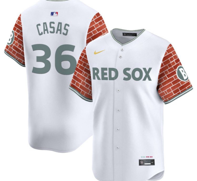 Triston Casas Jersey 36 Boston Red Sox 2025 Fenway Red Brick Style Vapor Premier Stitched White