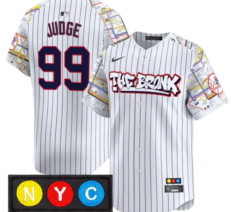 Aaron Judge Jersey 99 New York Yankees The Bronx Subway Style Premier Stitched Pinstripe