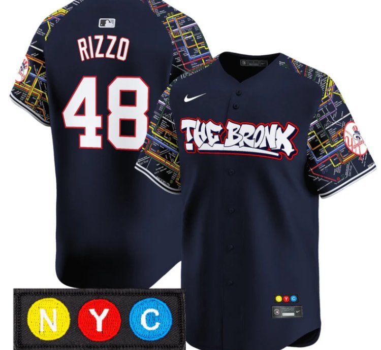 Anthony Rizzo Jersey 48 New York Yankees The Bronx Subway Style Premier Stitched Navy
