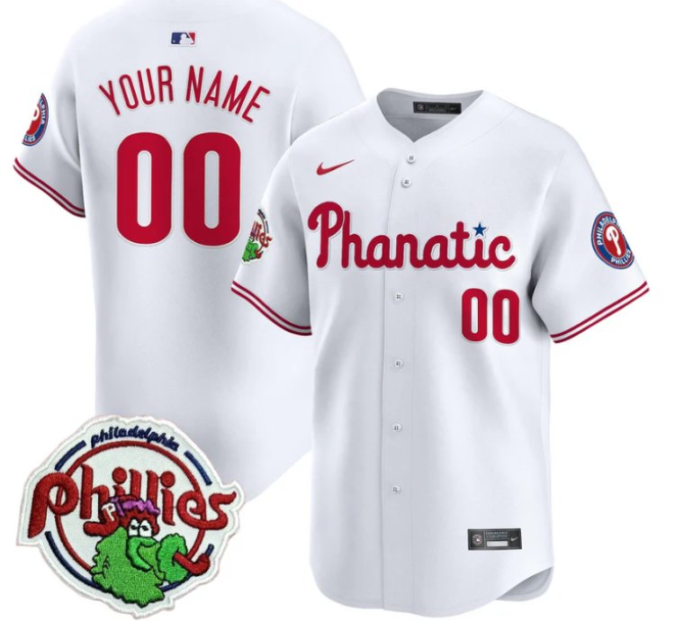 Custom Phillies Jersey Phanatic Patch Vapor Premier Limited Stitched White