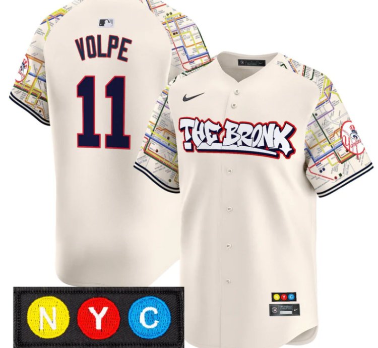 Anthony Volpe Jersey 11 New York Yankees The Bronx Subway Style Premier Stitched Cream