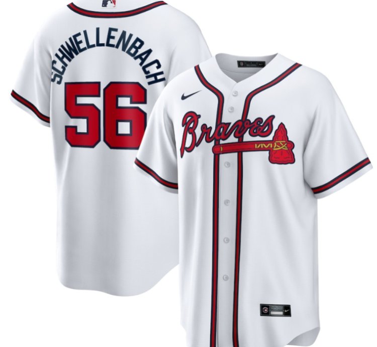 Spencer Schwellenbach 56 Atlanta Braves Home Men Jersey - White