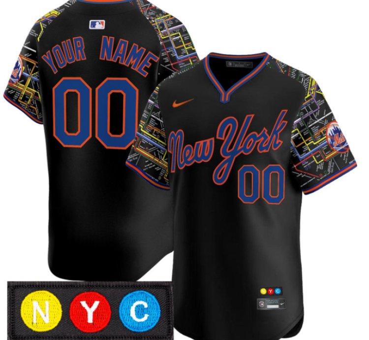 Custom New York Mets Jersey Subway Style Vapor Premier Limited Stitched Black