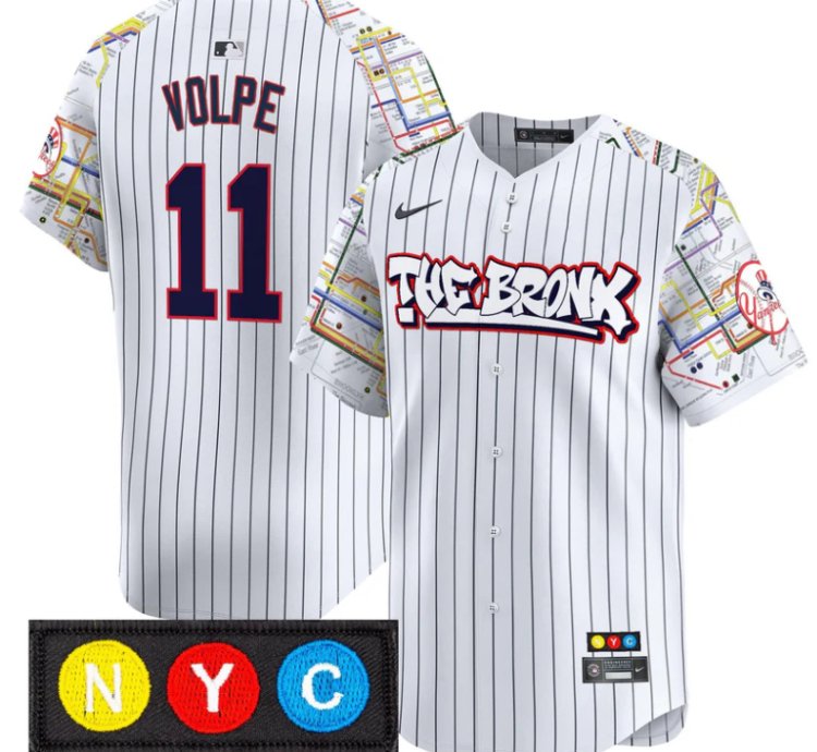 Anthony Volpe Jersey 11 New York Yankees The Bronx Subway Style Premier Stitched Pinstripe